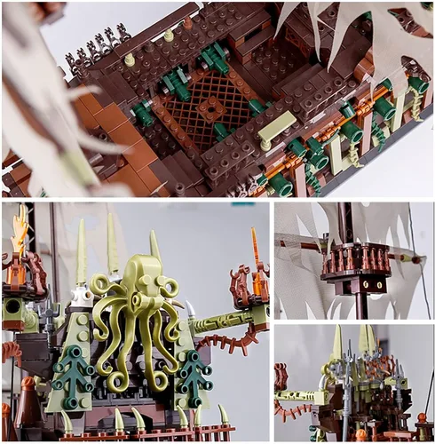 Vista 3 de Mould King Kit de bloques de construcción modelo de barco piratas grande, juego de bloques de construcción holandés MOC, juego de construcción