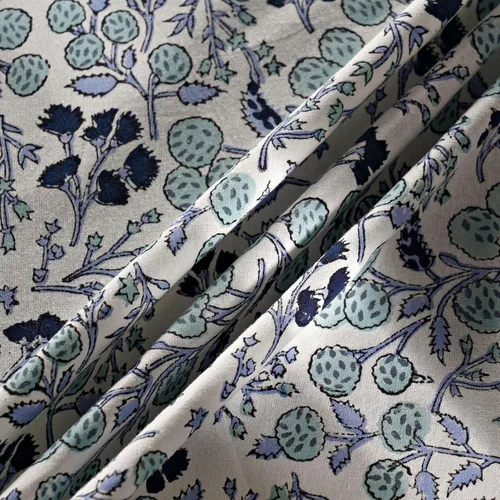 Vista 5 de Ridhi Mantel redondo con estampado de bloques a mano, color azul vaquero Azul Denim