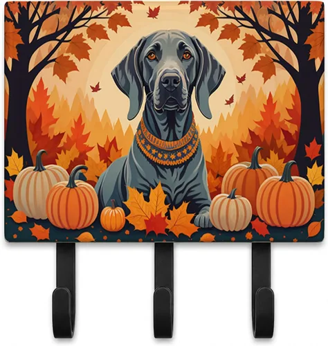 Vista 16 de Affenpinscher - Correa de otoño o llavero Affenpinscher Fall artwork on ceramic tile with three steel hooks for keys, leashes, towels