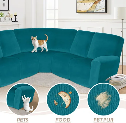Vista 238 de Arfntevss Fundas de sofá seccional reclinable de terciopelo, Funda de sofá seccional de esquina para sofá reclinable, Funda elástica suave