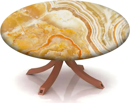 Vista 31 de Mantel redondo ajustable con patrón de mármol, borde elástico, adecuado para catering y cocina, se puede limpiar para mesas redondas de comedor