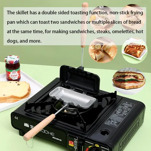 Vista 2 de Sartén para sándwich, disco de aluminio para hornear, sartén abatible adecuada para queso a la parrilla, panqueques, tortillas, perros calientes