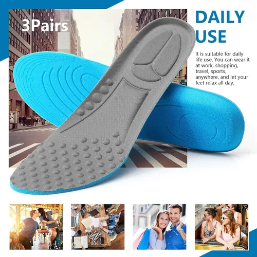 Vista 7 de 3 pares de plantillas de repuesto cómodas para zapatos, masaje de pies, suelas de zapatos transpirables, plantillas de alivio para el trabajo y uso