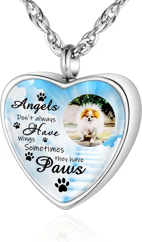 Vista 22 de XIUDA Collar de urna con foto personalizada para cenizas, collar de cenizas con foto personalizada, joyería de cremación para mujeres, collar