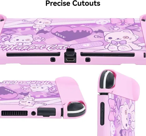 Vista 5 de GeekShare Funda protectora delgada compatible con Nintendo Switch OLED y Joy-Con - Absorción de golpes y arañazos - Muppet Cat