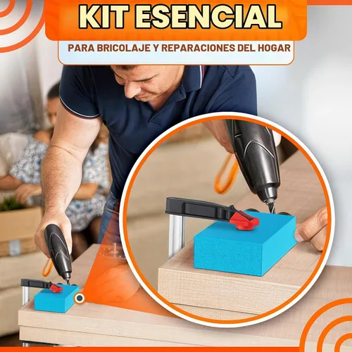 Vista 7 de Kit de plantilla de agujero de bolsillo compacto de 14 piezas con guía de taladro de ángulo de 15°, carpintería oculta para armarios y estantes