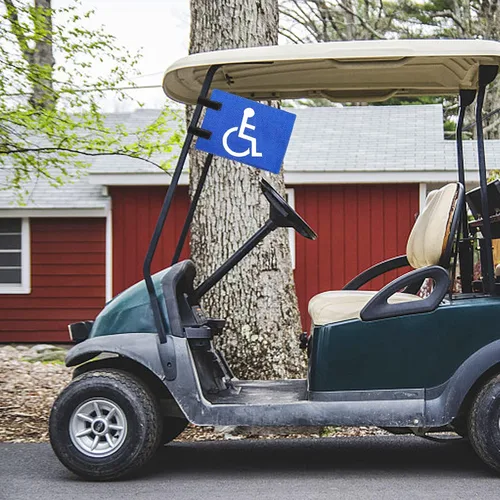 Vista 5 de Bandera de carrito de golf con correas, fácil de instalar, banderas para discapacitados para carrito de golf, bandera unisex para discapacitados