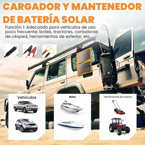 Vista 2 de FieryRed - Cargador y mantenedor de batería de coche con panel solar de 20 W/12 V, cargador de carga continua plegable con controlador incorporado