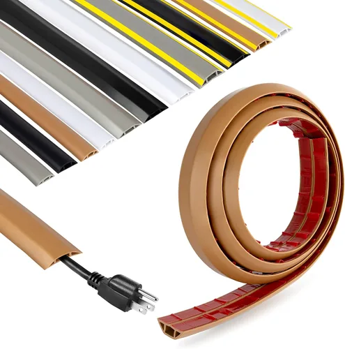 Vista 22 de Rubber Bond Protector de cable de piso - Cubiertas de cable autoadhesivas fuertes para cables - Cubiertas de cable de extensión de perfil bajo