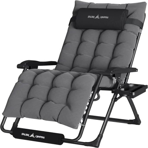 Vista 19 de UDPATIO Silla reclinable de gran tamaño para patio con cojín extraíble Negro Z-xl