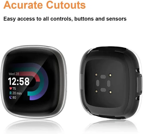 Vista 5 de Funda protectora de pantalla compatible con Fitbit Versa 4/Sense 2, funda protectora completa de TPU para reloj inteligente Sense 2/Versa 4