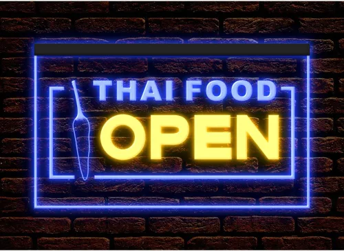 Vista 17 de 110228 Thai Food Open Thailand Restaurant Cafe Bar Display LED Light Neon Sign (16 Colors By Remote, 12" X 8")