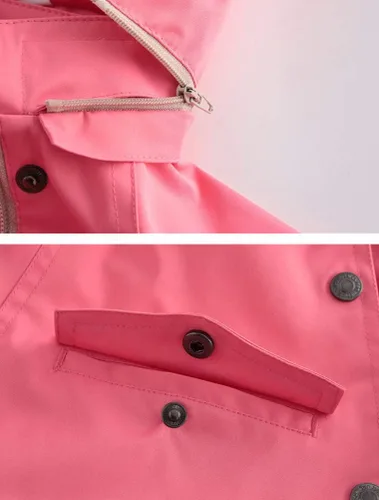 Vista 4 de Mallimoda Chaqueta impermeable para niños y niñas, con forro de algodón, resistente al viento, con capucha