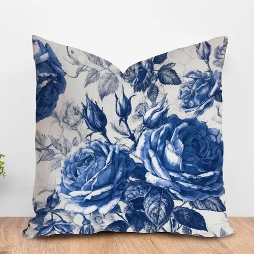 Vista 19 de ArogGeld Funda de cojín azul índigo floral y pájaro azul marino chinoiserie chinoiserie peonía cuadrada almohada tradicional china china europea