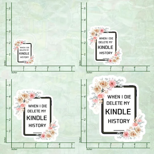 Vista 6 de 314PI 3 calcomanías minimalistas impermeables de vinilo negro con texto en inglés "When I Die Delete My Kindle History" para laptop, teléfono