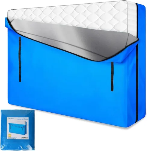 Vista 10 de Bolsa de colchón MorTime para mudanza y almacenamiento, bolsa de almacenamiento de colchón con cremallera y 8 asas de transporte resistentes