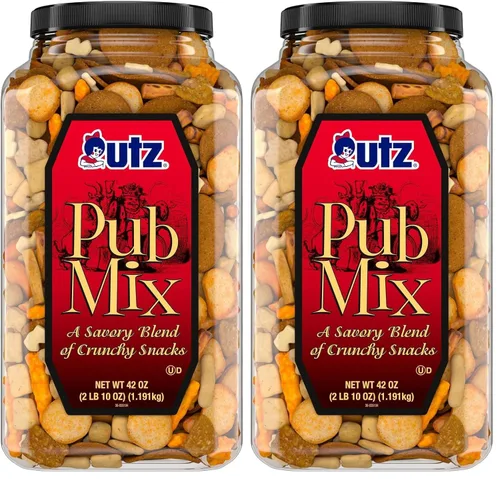 Vista 8 de Utz Pub Mix, 42 onzas. Barril, mezcla de bocadillos sabrosos con una mezcla de sabores crujientes para un delicioso aperitivo de fiesta, recipiente
