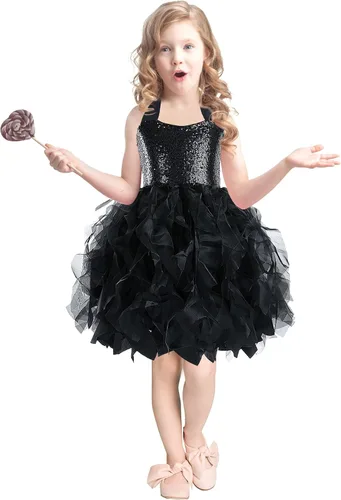 Vista 3 de Vestido tutú para niñas con lentejuelas brillantes de tul de princesa, fiesta de cumpleaños, baile de graduación, vestido deportivo para niñas