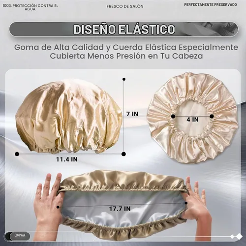 Vista 5 de Smilco Paquete de 2 gorros de ducha reutilizables, protector de pelo grande de EVA de 12.6 pulgadas, impermeable, doble capa para mujeres 2