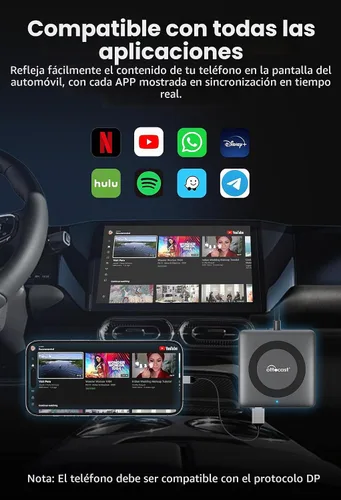 Vista 7 de OTTOCAST 4 en 1 Car TV Mate Max y adaptador inalámbrico Carplay/Android Auto Adaptador de coche HDMI, iPhone y Android, viendo películas