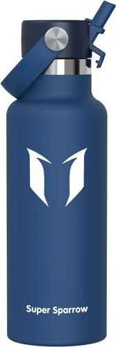 Vista 31 de Super Sparrow Botella de Agua Aislada - 17 Oz / 25 Oz / 34 Oz - Frasco FlipFlow de Boca Estándar - Libre de BPA, Botella a Prueba de Fugas