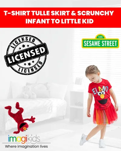Vista 5 de Sesame Street Elmo - Conjunto de falda de malla y coletero para niñas