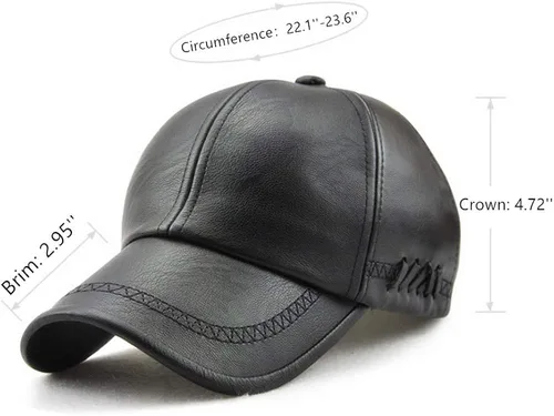 Vista 2 de Gorra de béisbol lisa gorra de béisbol clásica de poliuretano estructurada ajustable para hombre invierno para padre mayor