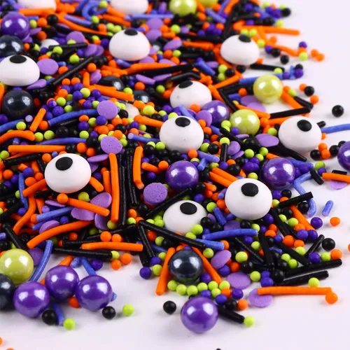 Vista 6 de Chispas de Halloween para decorar pasteles 7 onzas, chispas de ojo para fiesta de Halloween, chispas de perlas de azúcar para decorar cupcakes