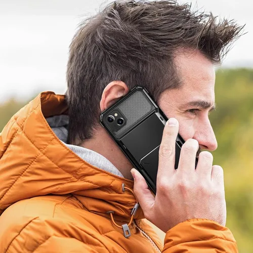 Vista 6 de Vofolen Funda compatible con iPhone 15 con soporte para tarjetas, funda de doble capa de 4 tarjetas, resistente a prueba de golpes, ranura
