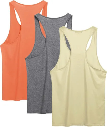 Vista 3 de COOFANDY Paquete de 3 camisetas sin mangas de algodón para hombre, sin mangas, estilo casual, clásicas