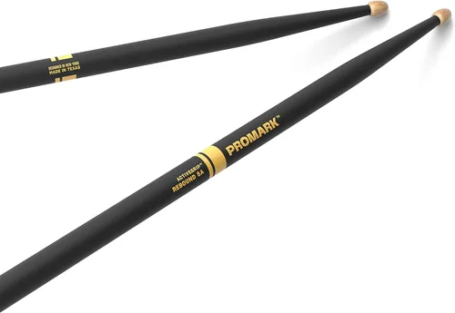 Vista 6 de ProMark Baquetas Forward Rebound 2B ActiveGrip, R2BAG, acabado de agarre activo pegajoso, Baquetas negras, punta de bellota, madera de hickory - 1