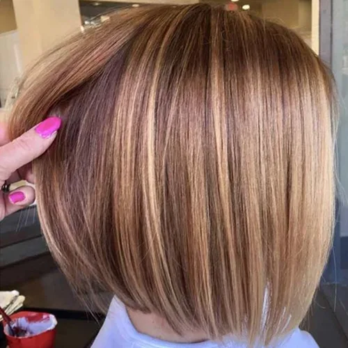 Vista 8 de TISHINING Pelucas rubias cortas en capas para mujeres blancas, longitud de la barbilla, color rubio ceniza, parte lateral, peluca Pixie Bob, cabello