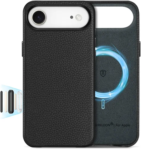 Vista 33 de SHIELDON Funda de piel auténtica para iPhone 17 de 6.3" 2025, color negro