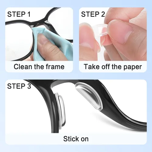 Vista 6 de Almohadillas para gafas, almohadillas antideslizantes de silicona para anteojos, almohadillas elevadas de 2,5 mm con forma de airbag, cómodas