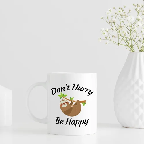 Vista 7 de aiyaya Taza de café con texto en inglés "Don't Hurry Be Happy Sloth - Bonita taza de café de perezoso de 11 onzas – Regalos de cumpleaños de Navidad
