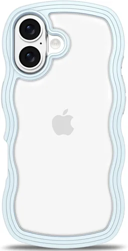Vista 106 de Anuck Funda para iPhone 13 Pro con borde ondulado, diseño trasero transparente, agarre antideslizante, forma de marco rizado ondulado, a prueba
