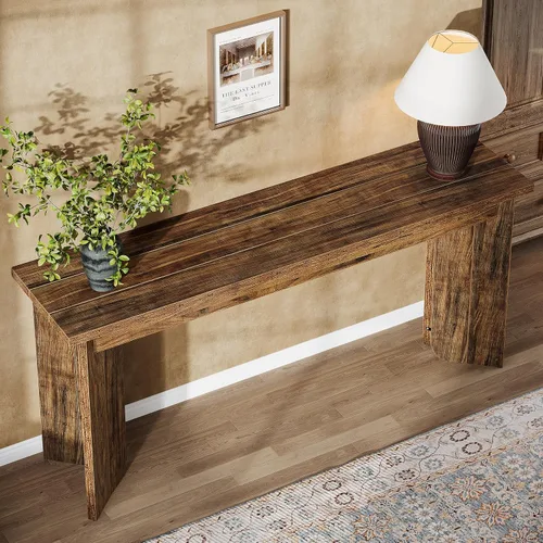 Vista 6 de Tribesigns Mesa consola de sofá de 70.9 pulgadas, mesa de entrada extra larga de madera con mesa ampliada, consola de granja detrás del sofá