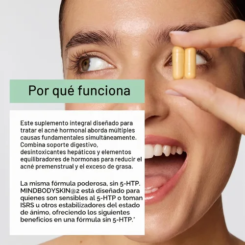 Vista 5 de CLEARSTEM - MINDBODYSKIN Suplemento hormonal para el acné (sin 5-HTP) - Suplemento DIM natural - Vitaminas para el cuidado de la piel - Equilibrio