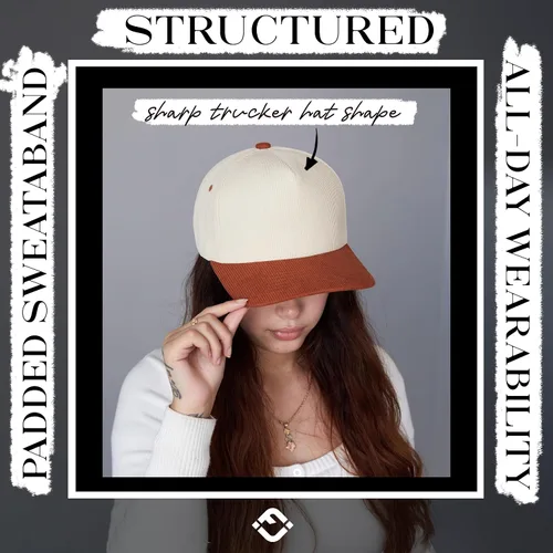 Vista 5 de Funky Junque Blank Corduroy Snapback Hat naranja/beige
