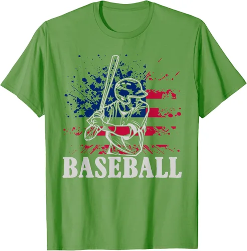 Vista 18 de Camiseta de béisbol deportiva estadounidense con bandera estadounidense, Negro, S