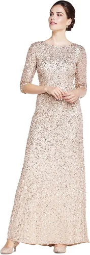 Vista 4 de Adrianna Papell Vestido de cuentas con espalda redonda y manga 34 para mujer