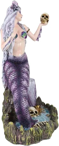 Vista 6 de Ebros Gift Nigromante grande de sirenas de los mares sirena gótica sosteniendo una calavera figura de 10.25 pulgadas de alto fantasía náutica