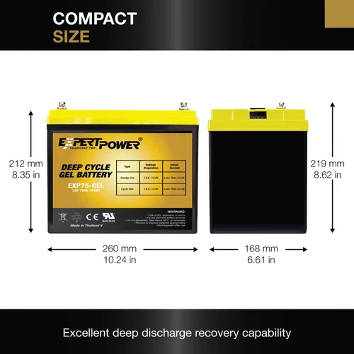 Vista 3 de ExpertPower Kit de energía solar de 200 W y 12 V con batería: batería de gel de 900 Wh + panel solar mono de 200 W + controlador de carga MPPT de 20