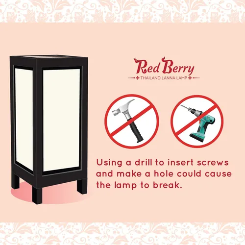 Vista 7 de RED BERRY THAILAND LANNA LAMP - Lámpara china vintage tailandesa hecha a mano, lámpara de mesa de madera oriental asiática negro dragón rojo lámpara