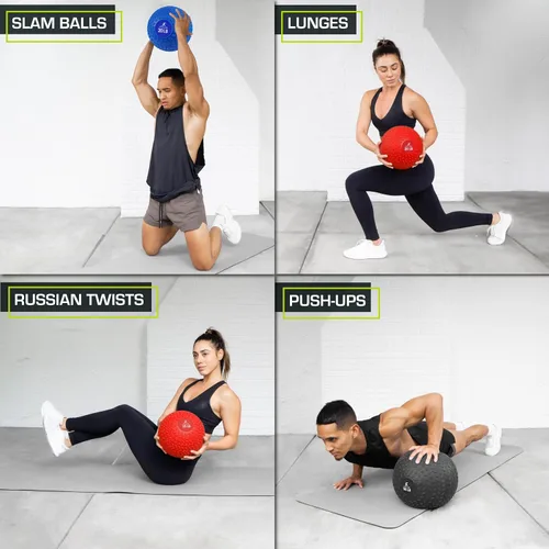 Vista 5 de ProsourceFit Slam Medicine Balls 5, 10, 15, 20, 25, 30, 50lbs Smooth and Tread Textured Grip Dead Weight Balls for Strength and Conditioning
