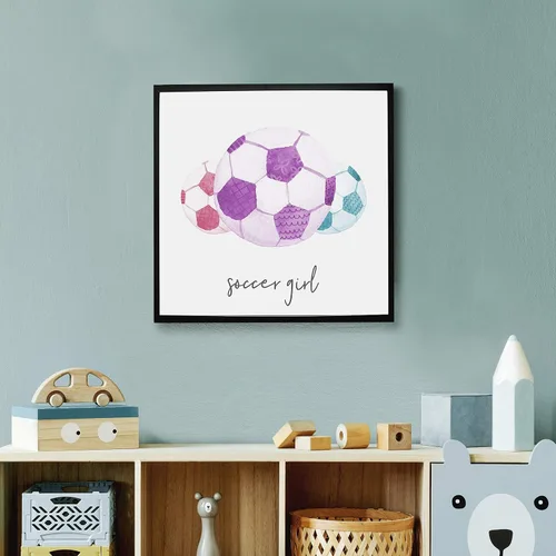 Vista 2 de Noonday Design - Póster de fútbol para niñas deportivas (12 x 12 pulgadas)