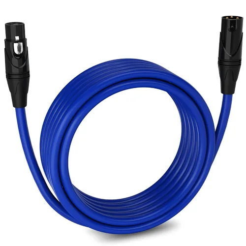 Vista 101 de LyxPro Cable de micrófono XLR hembra a macho de ángulo recto de 3 pines de 1.5 pies para altavoces amplificados, interfaz de audio, rendimiento