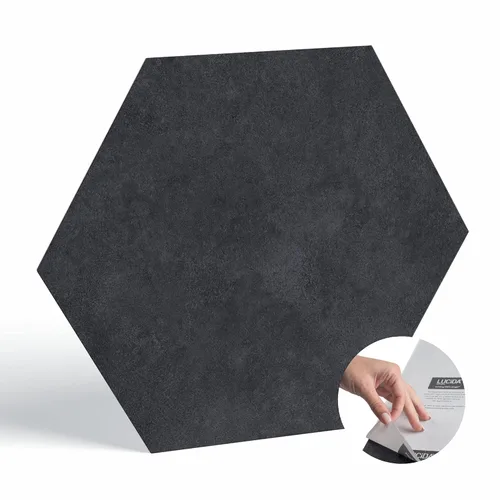 Vista 10 de BaseCore HEX Suelo de Vinilo Hexagonal Mármol Negro 5.75" DIY Autoadhesivo con Textura Azulejo de Piso Moderno Peel & Stick Azulejo de Muestra
