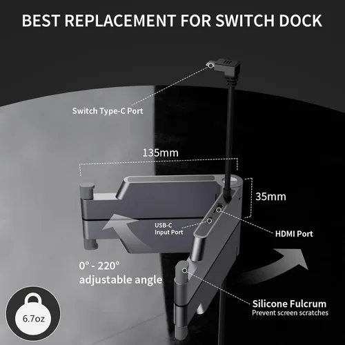 Vista 2 de Electight Estación de acoplamiento de TV para Nintendo SwitchSwitch OLED, base de interruptor de aluminio mejorada, salida HDMI 4K, base de carga