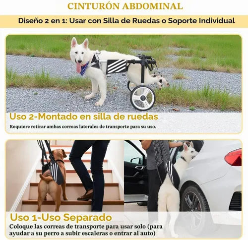 Vista 5 de Large Dog Wheelchair for Back Legs with Multi-Function Pet Lift, Wheelchair for Dogs Thickened, Adjustable Back Leg Dog Wheel Chair, Dosg Carts with